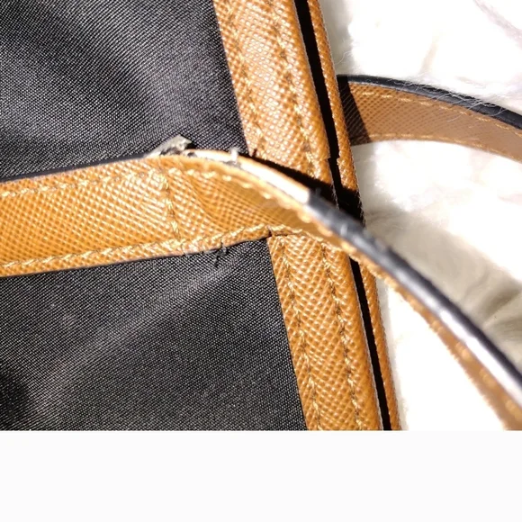 Michael Kors Black and Tan Structured Tote with Gold Hardware - Picture 9 of 16